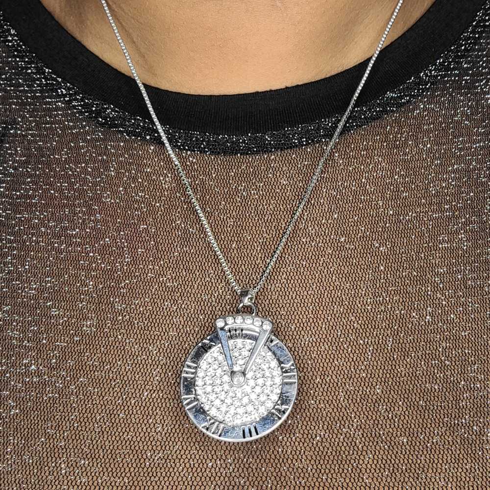 Spinner Clock Pendant Necklace